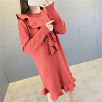 Mùa xuân sản phẩm mới của phụ nữ áo len dài ren áo rời cổ tròn áo thun áo len mỏng váy - Vòng cổ áo len áo len cao cổ nữ hàn quốc
