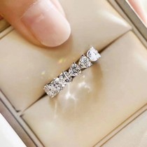 Diamond ring female Moisse S925 silver Platinum Love row drill ring ring ring female heart-shaped ring ring