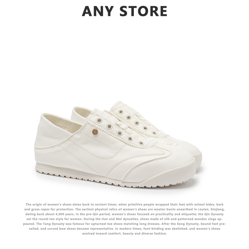 Super Soft Genuine Leather Two-Way Wear White Sneakers for Women 2026 Spring Hot Style Slip-On Versatile Casual Cowhide Casual Shoes