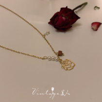 Sicilian Rose retro French gentle elegant niche exquisite pearl rose necklace choker