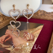 Blanca Fairy is pure and eager to shine asymmetric super beautiful love rhinestone earrings ear clip