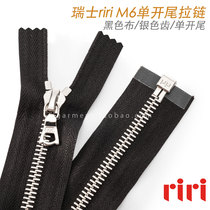 Customized riri M6 single head silver teeth COMBI black cloth #2110 M6 single open tail