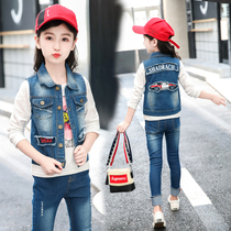 Girls cowboys spring and autumn coat 4 5 6 7 89812 year old school students 7 girls topped the tide