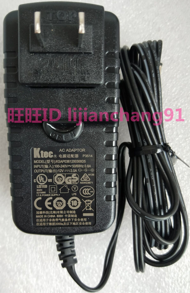 Crown Deccan Ktec 12V 3A power supply connector KSAP0361200300D5 power supply