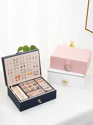 High-grade European large-capacity multi-layer jewelry box earrings ear needle necklace ring jewelry box display storage box