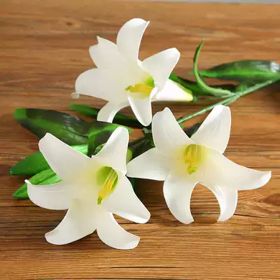 Simulation Lily high-grade white lily large long pole fake flower single living room floor decoration