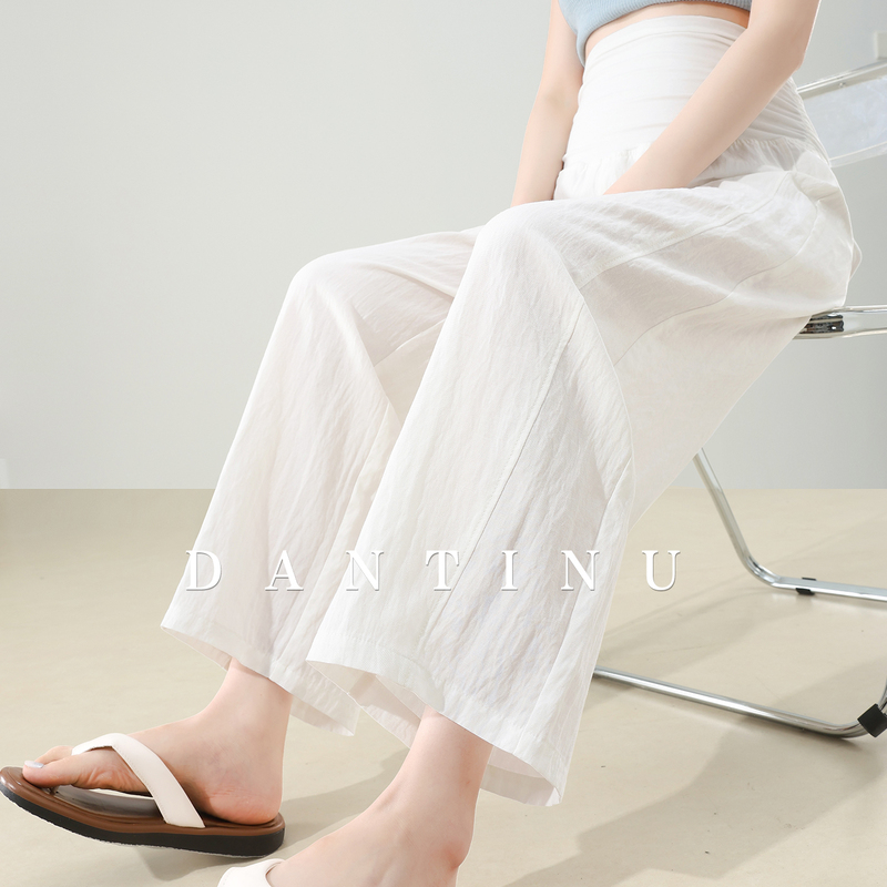 Maternity Nine-Point Pants, White Wide-Leg Pants, Summer Outerwear, Loose Fit, Spring and Autumn, Petite Size, Plus Size, Non-Tight on the Belly, Casual Pants Maternity Nine-Point Pants, White Wide-Leg Pants, Summer Outerwear, Loose Fit, Spring and Autumn, Petite Size, Plus Size, Non-Tight on the Belly, Casual Pants
