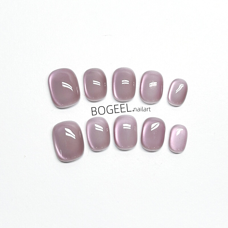 Bogeel Handmade Wearable Nails Purple Cat Eye Solid Color Versatile High-End Brightening Short Style Fake Nails Bogeel Handmade Wearable Nails Purple Cat Eye Solid Color Versatile High-End Brightening Short Style Fake Nails