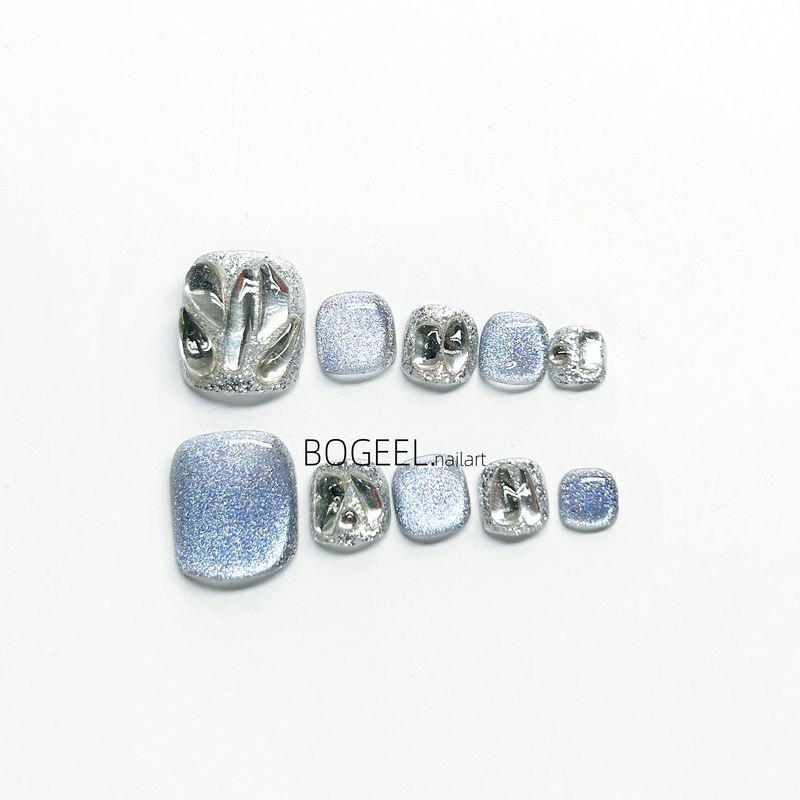 Bogeel Toenail Patches 2026 Summer New Style Nail Art Finished Product Wearable Toenail Pieces Whitening Effect Removable