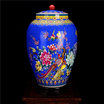 Jingdezhen ceramic vase enamel color porcelain pot with lid modern living room decoration doll pot handicraft porcelain bottle