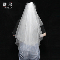 Head yarn Bride wedding dress retro white super fairy son line license registration wedding headdress women Net red photo props