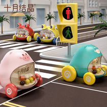 October Crystallized Child Inertia Back Force Car Model Small Car 1 Year Old Baby Puzzle Anti-Fall Toy Car Suit
