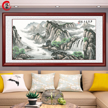 Long-standing Chinese painting landscape painting Chinese backer meaning office living room decoration calligraphy painting Hongyun head hanging painting