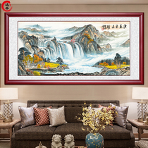 Long-standing Chinese painting landscape painting Chinese backer meaning office living room decoration calligraphy painting Hongyun head hanging painting
