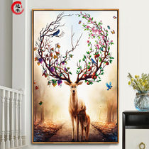 Modern Nordic style porch decorative painting living room sofa elk wall painting mural American simple oil painting