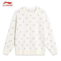 Li Ning pullover hooded knitted sweater for womens sports life loose comfortable and versatile round neck sports top AMBT216
