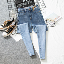 Jeans woman slim fit slim foot 2022 Spring loaded with new small sub light blue 90% high waist long pants tide