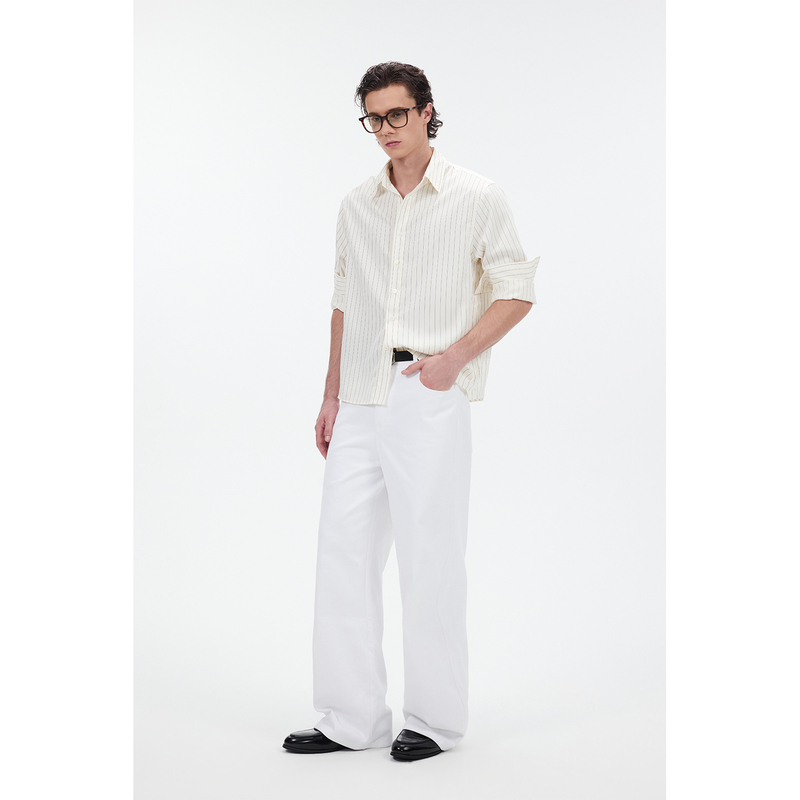 Core Form White Loose Straight-Leg Denim Cleanfit Elegant Casual Pants