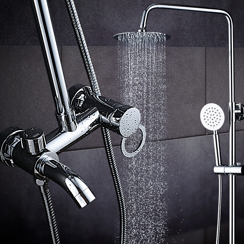 Makeup Room Shower shower head Kit hot and cold full copper body water mixing valve with lifting faucet shower nozzle hanging wall style