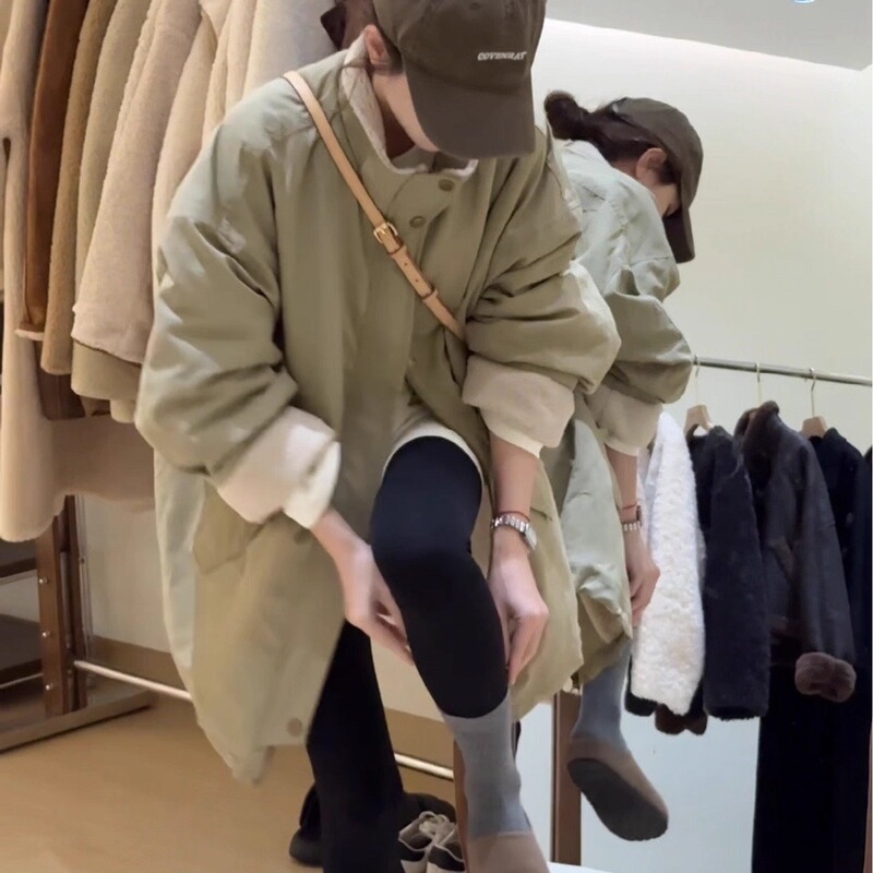 Mid-Length Thickened Fleece-Lined Jacket for Women, New Winter 2026 Style, Very Stylish Parka Trench Coat, Warm Cotton Coat Top