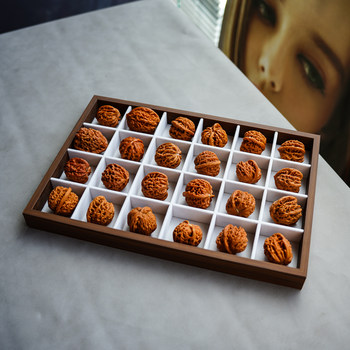 Light luxury wooden 24-grid walnut earrings storage tray