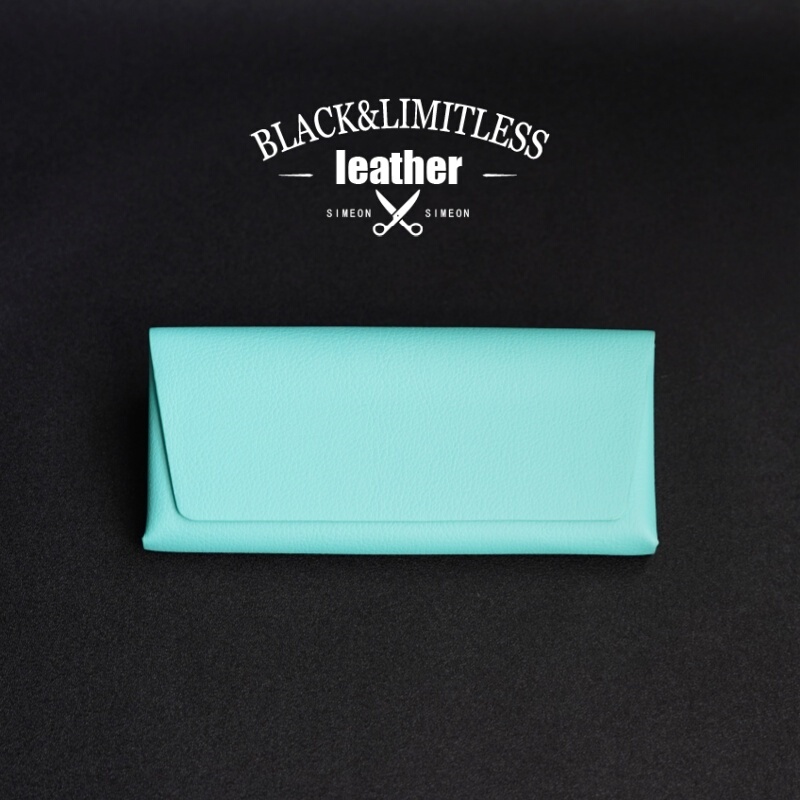 Myopia Glasses Case, Blue, High-Quality, High-End, Girly Leather, Ultra-Light, Portable Sunglasses Case, Anti-Pressure Storage Box