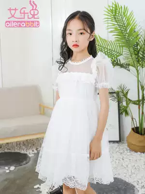 Girls Princess dress 2021 new summer puffy gauze style Korean white children's skirt little girl dress
