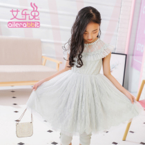 Girls lace short-sleeved dress summer dress female baby vest dress 2020 new Korean childrens clothing children princess dress