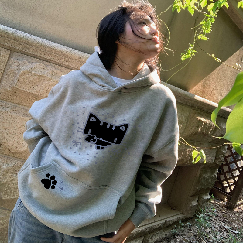 2026 Very Stylish Gray Hooded Sweatshirt for Women, Early Autumn New Popular Style, Petite Loose Fit, Fleece-Lined and Thickened Hoodie