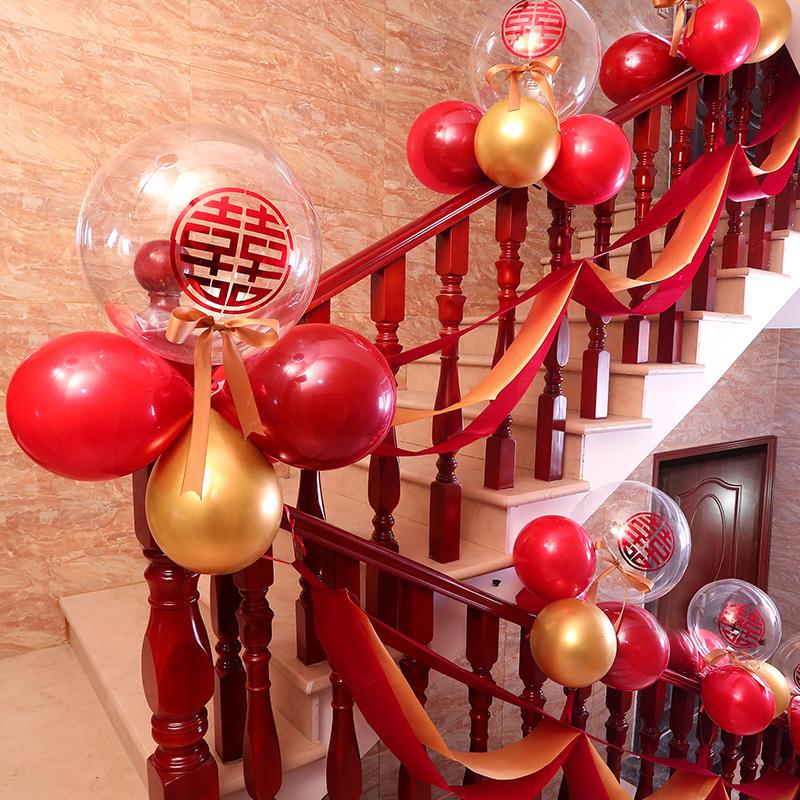 Wedding stairs armrest decorated wedding products Dayflower wedding room pull flower layout balloon suit