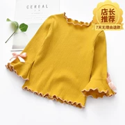 Quần áo xuân hè 2018 mới cho bé gái quần áo trẻ em nước ngoài cotton bé gái dài tay T cơ thể áo sơ mi áo thun