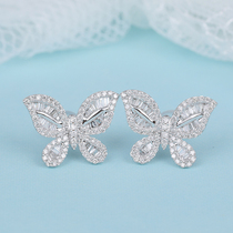 18K Platinum Butterfly Diamond Earnail Female Group Insert Ladder Full Inlaid Earthen Custom Rose Color Gold Platinum Little Fresh