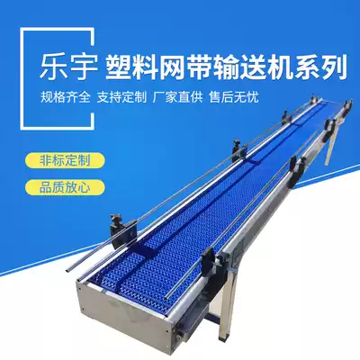 Plastic mesh belt conveyor can be customized small assembly line conveying equipment food cleaning and sorting turning conveyor belt