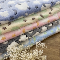 Stars moon clouds double-sided flannel fabric Home clothes Autumn and winter pet clothes DIY baby plush fabric