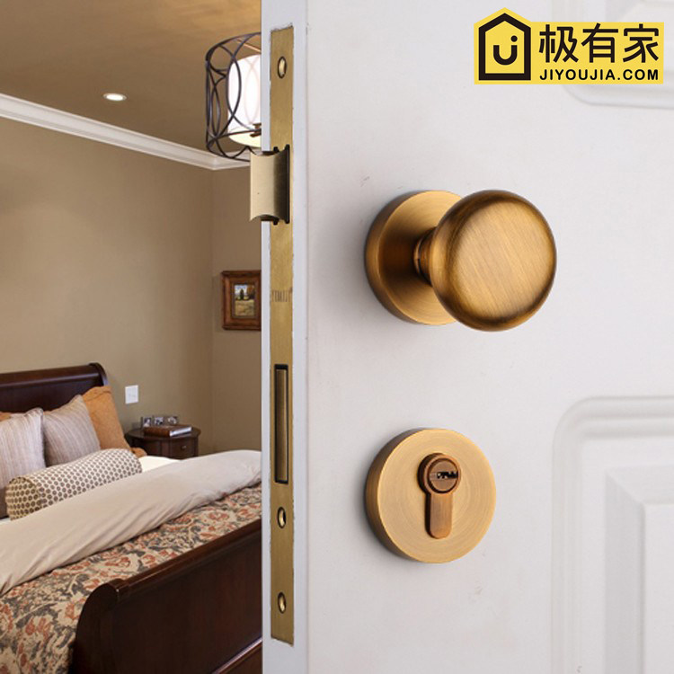 Ythyme antique bronze door lock minimalist American indoor room door spherical handle Black white bedroom mute two-piece lock