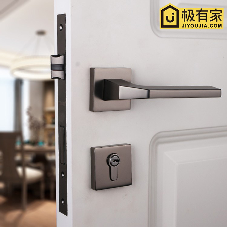 Eberly gray black door lock simple American indoor door lock bedroom inner door handle mute two-piece lock