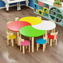 Childrens learning tables and chairs preschool children do homework nursery class kindergarten wooden solid wood eating painting table