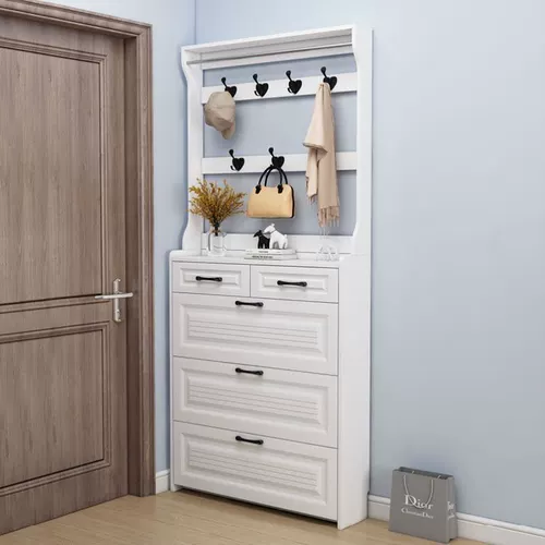 Новый скандинавский ультра -тонкий шкаф для шкафа для обуви в двери, ультра -норадовая модель с ящикой плитой, шкаф для хранения дверей для хранения