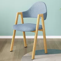 Ткань небесно-голубого цвета, светлое дерево, стул А-образной формы [горячая модель на ваш выбор], начиная с одного комплекта (единая цена)