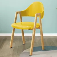 Оранжевый кожаный стул трапециевидной формы с ярко-желтым светлым деревом [Солнечное тепло] Минимальный заказ — один комплект (единая цена)