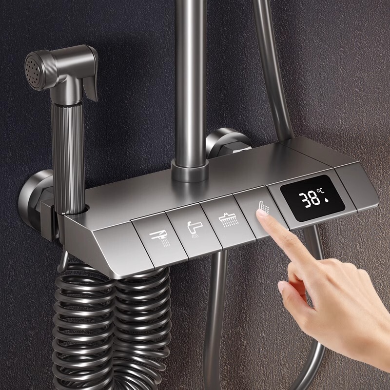 Thermostatic Digital Display Mixing Valve Rain Shower Switch Temperature Control Valve Body Bathroom Shower Head Piano Shower Faucet