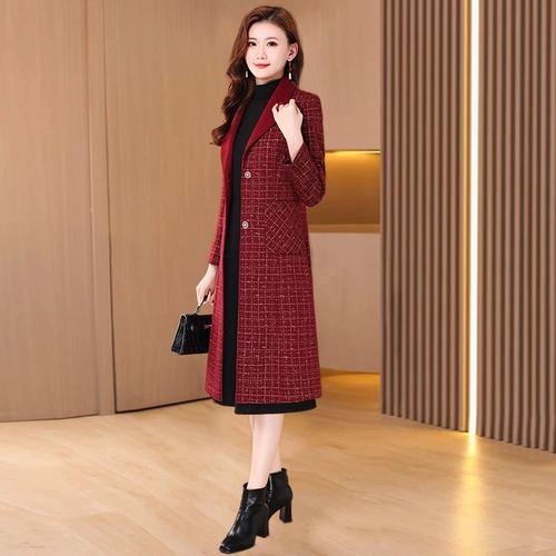 Осенний плащ для матери, длинное пальто, средней длины, премиум класс