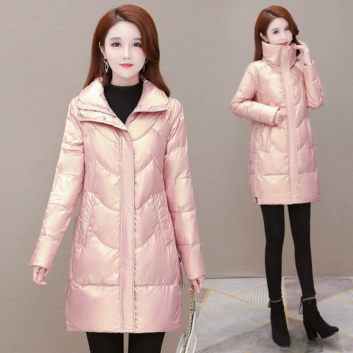 Глянцевый бархатный брендовый пуховик, куртка, коллекция 2022, утиный пух, 2023