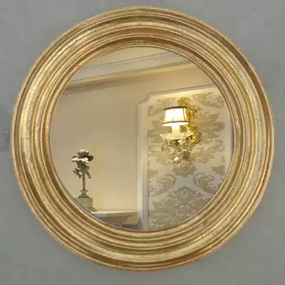 New European bathroom mirror American retro black round bathroom mirror makeup mirror decorative porch mirror wall mirror