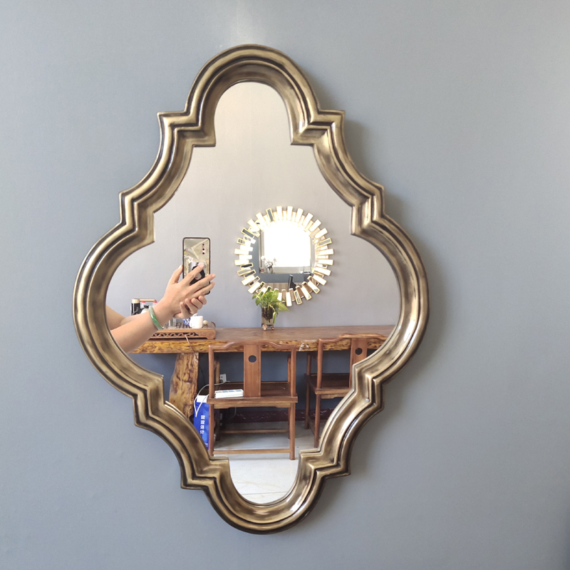Retro Golden Eu Style Bathroom Mirror Bathroom Mirror Toilet Mirror Cosmetic Mirror Waterproof Mirror Genguan Decorative Mirror-Taobao