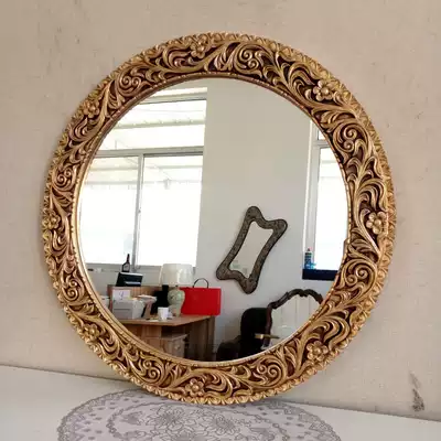 Wall-mounted European bathroom mirror pastoral style round mirror wall mirror bathroom mirror decorative mirror full-length mirror dressing makeup mirror