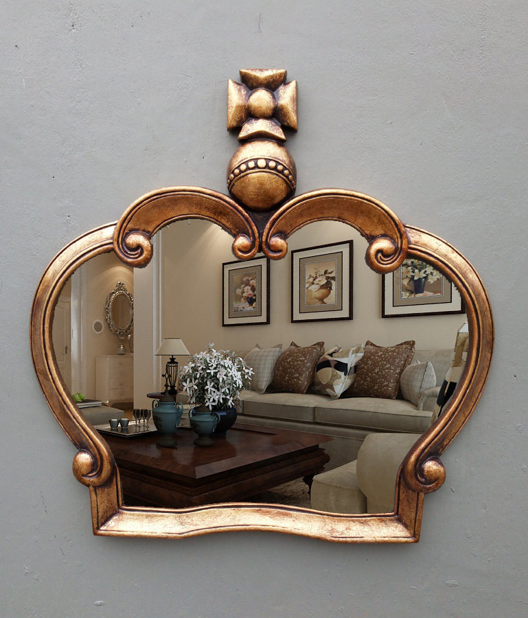 Eurostyle Mirror Crown Mirror Bathroom Mirror Waterproof Bathroom Mirror Makeup Mirror Makeup dressing Room Decorative Mirror Wall-mounted picture frame