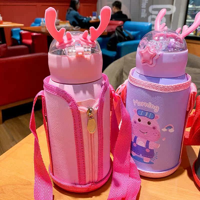 Children's straw mug small capacity 200 children's smart display mug with straw kindergarten cute test