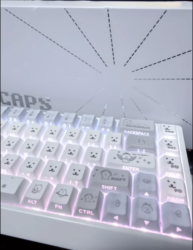 Original Design Self-Deprecating Bear Keycaps, Cute Self-Deprecating Bear Custom Sublimation Keyboard Keycaps Compatible with Mechanical Keyboards