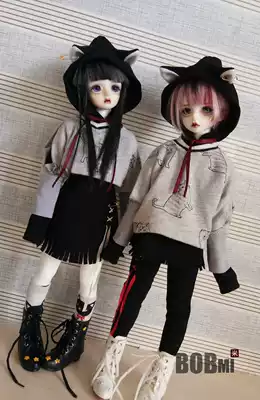 (Sold out) BOBMI 4 cents BJD baby clothes hooded ribbon set-Awkward Cat